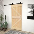 vidaXL Schuifdeur met beslag 80x210 cm massief grenenhout, Doe-het-zelf en Verbouw, Deuren en Horren, Verzenden, Nieuw