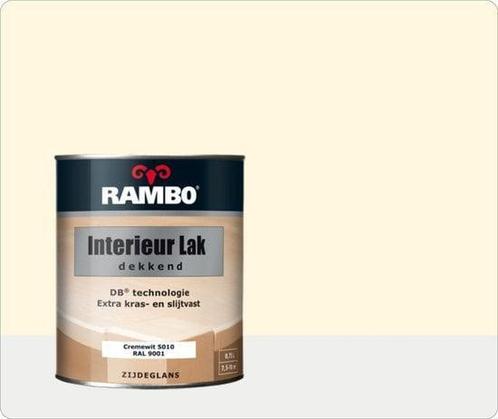 Rambo Interieur Lak Dekkend Zijdeglans - Cremewit Ral 900..., Doe-het-zelf en Verbouw, Verf, Beits en Lak, Lak, Beige, Nieuw, Minder dan 5 liter