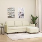 vidaXL Driezitsbank met voetenbank 180 cm kunstleer crème, Huis en Inrichting, Verzenden, Leer, 200 tot 250 cm, Driepersoons
