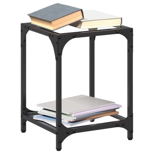 vidaXL Salontafel met transparant glazen blad 30x30x40 cm, Huis en Inrichting, Tafels | Salontafels, 50 tot 100 cm, Nieuw, Overige houtsoorten