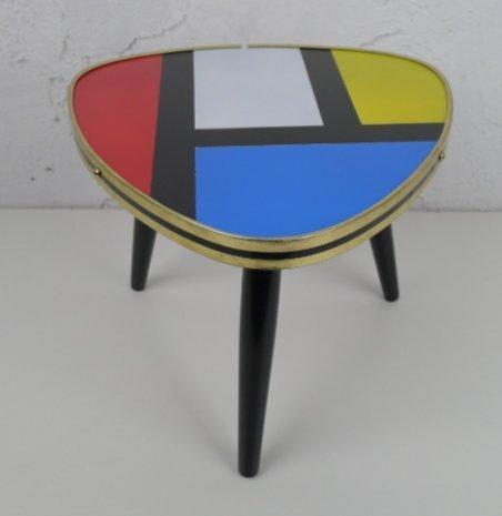 Bijzettafel - Hout - Mondrian-bloementafel, Antiek en Kunst, Kunst | Designobjecten