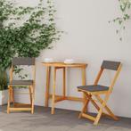 vidaXL 3-delige Vouw Bistro Set met Kussens van Massief, Tuin en Terras, Tuinsets en Loungesets, Verzenden, Nieuw