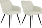 tectake® Eetkamerstoel met armleuningen - Set van 2 - Gevoer, Huis en Inrichting, Stoelen, Verzenden, Zo goed als nieuw