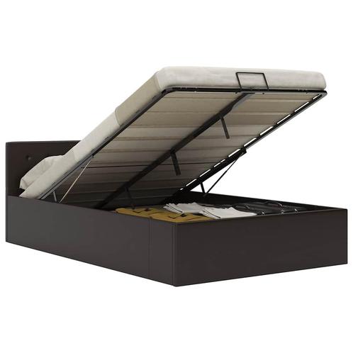 vidaXL Bedframe met opslag hydraulisch kunstleer grijs, Huis en Inrichting, Slaapkamer | Bedden, 120 cm, 200 cm, Grijs, Twijfelaar