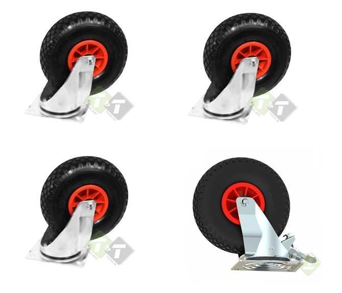 1x Zwenkwiel Met Luchtband En Rem - 3x Zwenkwiel Met Luchtba, Doe-het-zelf en Verbouw, Zwenkwielen, Nieuw, Ophalen of Verzenden