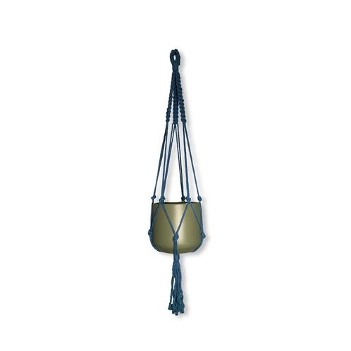 Plantenhanger Jazzy Petrol Blauw - Katoen - Macramé -, Huis en Inrichting, Woonaccessoires | Overige, Nieuw, Ophalen of Verzenden