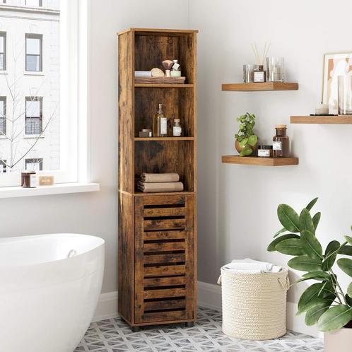 Hoge Badkamerkast Donker Vintage Hout Design – 30x40x167cm, Huis en Inrichting, Badkamer | Badkamermeubels, 25 tot 50 cm, Nieuw