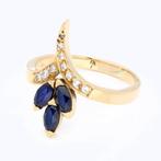 Ring - 18 karaat Geel goud Diamant (Natuurlijk) - Saffier, Sieraden, Tassen en Uiterlijk, Ringen, Nieuw
