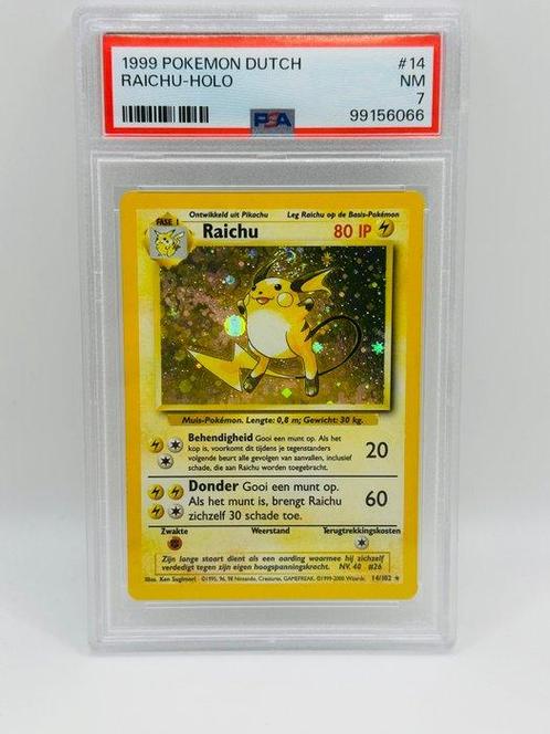 Pokémon - 1 Graded card - Raichu base holo - PSA 7, Hobby en Vrije tijd, Verzamelkaartspellen | Pokémon