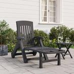 vidaXL Ligbed met wielen inklapbaar PP antracietkleurig, Tuin en Terras, Ligbedden, Verzenden, Nieuw