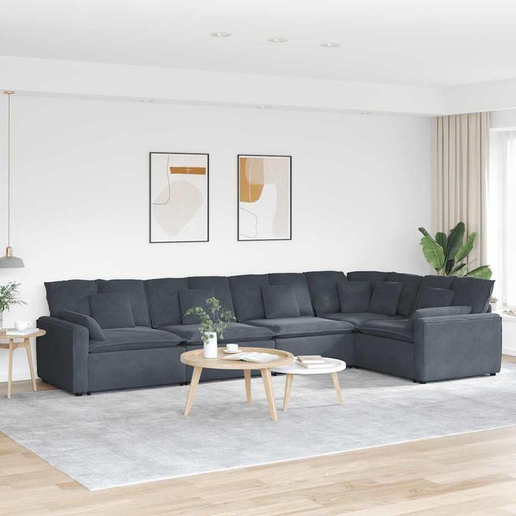 vidaXL Modulaire bank met kussens fluweel donkergrijs, Huis en Inrichting, Banken | Bankstellen, Nieuw, Stof, Verzenden