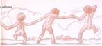 Spotprent met kinderen hand in hand (lijst optie, Lithos), Antiek en Kunst, Verzenden