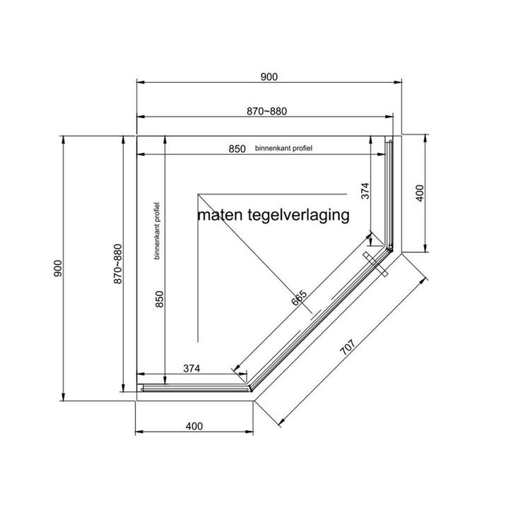 Aanbieding: Douchecabine Van Rijn ST04 Vijfhoek Helder incl., Doe-het-zelf en Verbouw, Sanitair, Ophalen of Verzenden