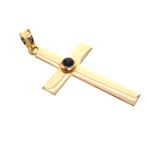 Gouden hanger van het kruis met saffier (kruis met gravures), Overige merken, Goud, Gebruikt, Ophalen of Verzenden