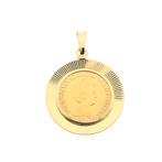 Gouden hanger van 10 gulden munt Koningin Wilhelmina 1912, Ophalen of Verzenden, Gebruikt, Goud, Overige merken
