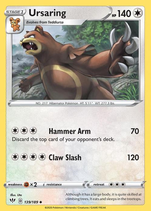 Ursaring 139/189 Darkness Ablaze, Hobby en Vrije tijd, Verzamelkaartspellen | Pokémon, Losse kaart, Nieuw, Foil, Ophalen of Verzenden