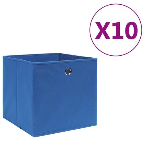 vidaXL Opbergboxen 10 st 28x28x28 cm nonwoven stof blauw, Huis en Inrichting, Woonaccessoires | Kisten, Nieuw, Verzenden