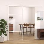 vidaXL Schuifdeur 90x205 cm ESG-glas en aluminium wit, Doe-het-zelf en Verbouw, Deuren en Horren, Verzenden, Nieuw