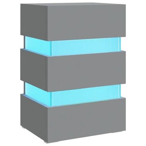 Nachtkastje Grijs met LED - Retourdeal - Voor de Moderne..., Huis en Inrichting, Slaapkamer | Nachtkastjes, Nieuw, Hout, 55 tot 70 cm