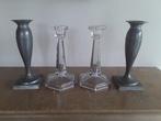 Kandelaar (4) - Tin, Kristal - Engelse Art Deco Candels, Antiek en Kunst
