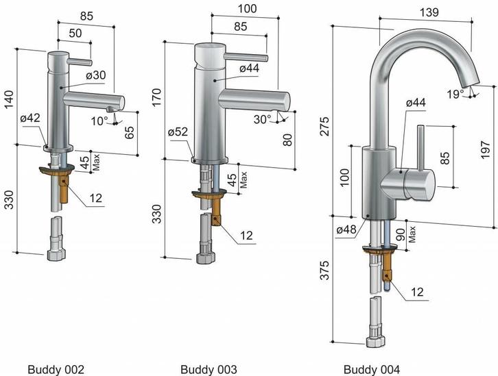 Wastafelmengkraan Hotbath Buddy 1-hendel Recht 17 cm, Doe-het-zelf en Verbouw, Sanitair, Ophalen of Verzenden