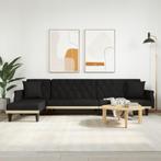 vidaXL Slaapbank L-vormig 271x140x70 cm fluweel zwart, Huis en Inrichting, Banken | Bankstellen, Verzenden, Nieuw, Stof, Minder dan 150 cm