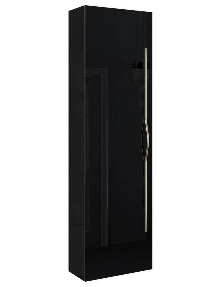 Badkamerkast Reno 45 x 25 x 160cm - Hoogglans zwart, Huis en Inrichting, Badkamer | Badkamermeubels, Nieuw, (Half)hoge kast, Verzenden