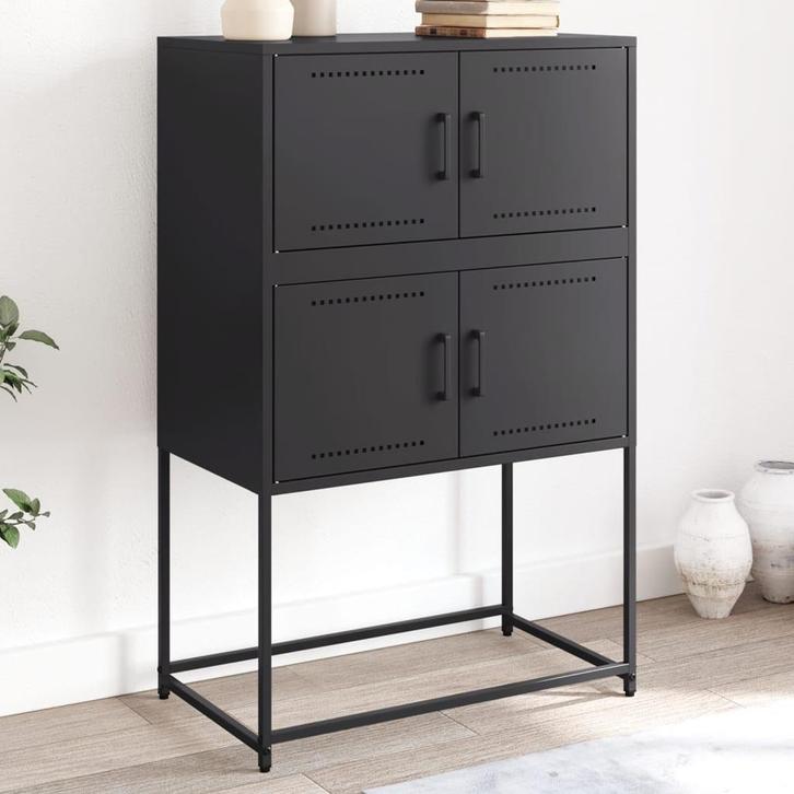 vidaXL Dressoir 68,5x38,5x107 cm staal zwart, Huis en Inrichting, Kasten | Dressoirs, 25 tot 50 cm, Nieuw, 50 tot 100 cm, Metaal