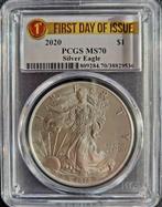 American Eagle 1 oz 2020 PCGS-MS70 (First day of issue), Verzenden, Midden-Amerika, Losse munt, Zilver