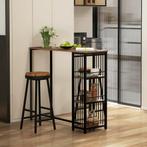 TRUUSK Bartafel - Staande Tafel met Opbergvakken - Houtlook, Verzenden, Nieuw
