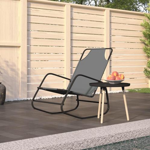 vidaXL Ligbed schommelend staal en textileen grijs, Tuin en Terras, Ligbedden, Nieuw, Verzenden