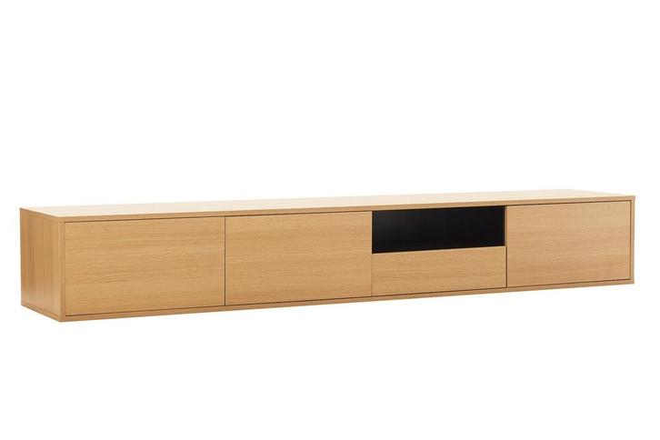 TV-bord LOFT 200 cm hangend naturel zwart - 47816, Huis en Inrichting, Kasten | Televisiemeubels, Ophalen of Verzenden