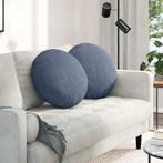 vidaXL Zitkussens 2 pcs Blauw Ø 50 cm Katoen Stof, Huis en Inrichting, Woonaccessoires | Kussens, Verzenden, Nieuw, Blauw
