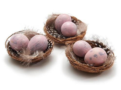 Nestjes met 2 kwarteleitjes en veertjes - nude pink doos van, Hobby en Vrije tijd, Knutselen, Nieuw, Ophalen of Verzenden