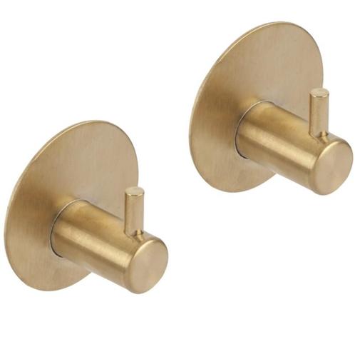Differnz haak zelfklevend rond rvs goud 2 stuks, Huis en Inrichting, Woonaccessoires | Kapstokken, Verzenden