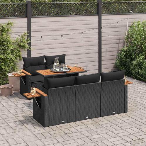 vidaXL 6-delige Loungeset met kussens poly rattan acacia, Tuin en Terras, Tuinsets en Loungesets, Loungeset, Nieuw, Rotan, Verzenden