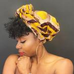Afrikaanse hoofddoek / headwrap - Geel / mosterd squares, Nieuw, Ophalen of Verzenden