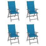vidaXL Tuinstoelen 4 st verstelbaar met kussens massief, Tuin en Terras, Tuinstoelen, Verzenden, Nieuw, Hout
