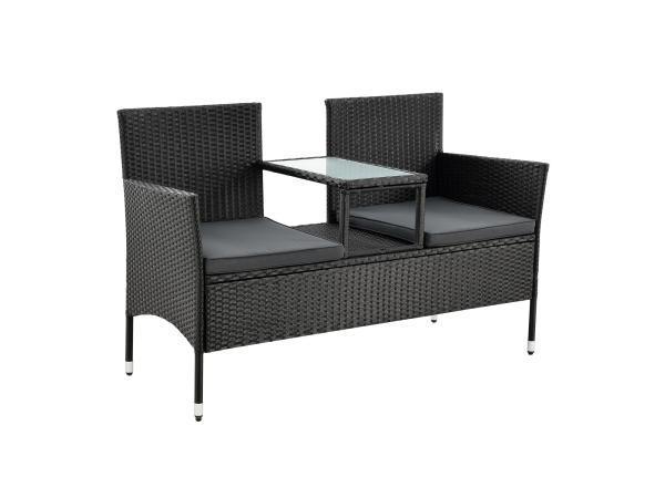 Veiling - Tuinbank Monaco - Polyrotan zwart/grijs, Tuin en Terras, Tuinbanken