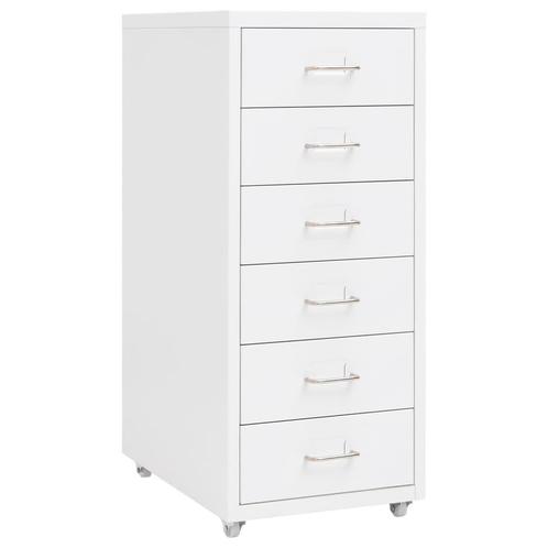 vidaXL Ladeblok verrijdbaar 28x41x69 cm metaal wit, Huis en Inrichting, Kasten | Roldeurkasten en Archiefkasten, Nieuw, Verzenden