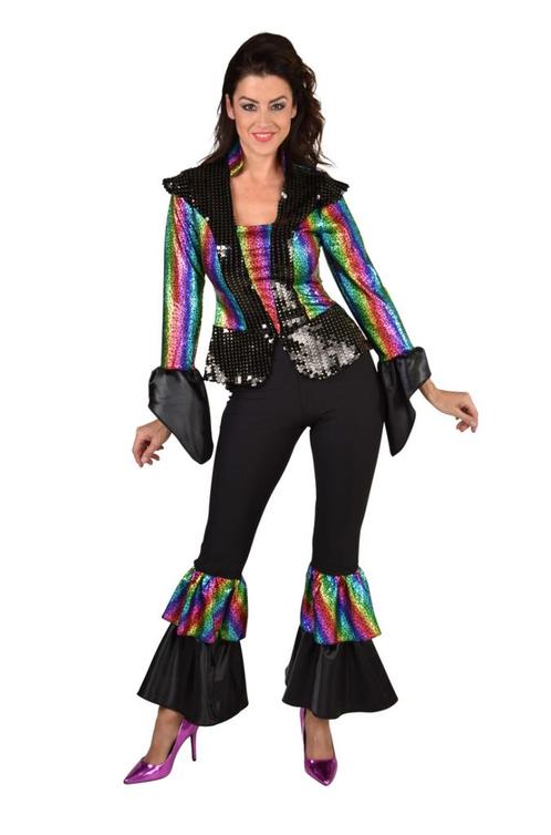 Disco Queen Regenboog  Pak Premium, Kleding | Dames, Carnavalskleding en Feestkleding, Nieuw, Ophalen of Verzenden