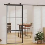 vidaXL Schuifdeur met beslag 90x205 cm aluminium en ESG-glas, Verzenden, Nieuw