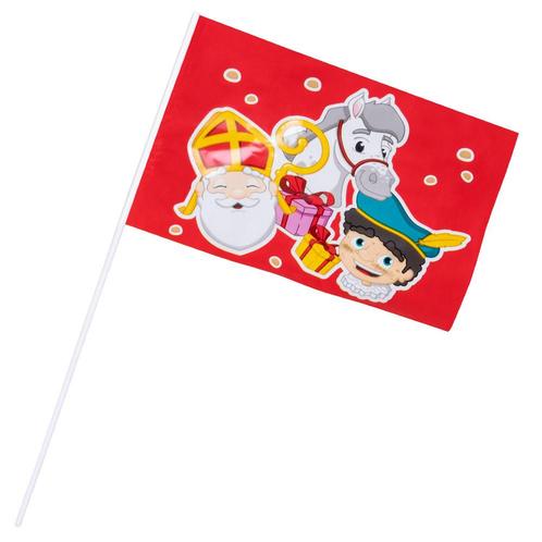 Zwaaivlag Sinterklaas Rood (40cm), Hobby en Vrije tijd, Feestartikelen, Nieuw, Ophalen of Verzenden