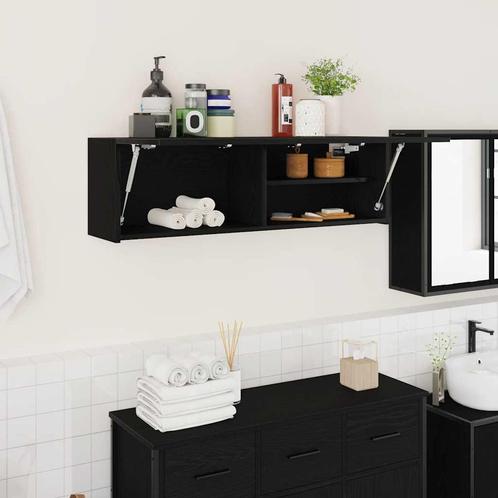vidaXL Badkamerwandkast 100x25x30 cm bewerkt hout zwart, Huis en Inrichting, Tafels | Kaptafels, Nieuw, Verzenden
