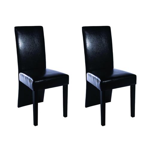 vidaXL Eetkamerstoelen 2 st kunstleer zwart, Huis en Inrichting, Stoelen, Zwart, Nieuw, Verzenden