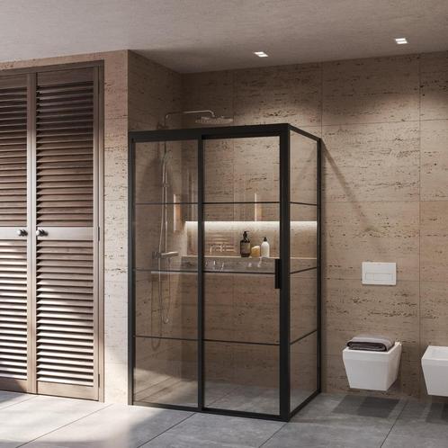 Douchecabine BWS Frame met Schuifdeur en Vaste Wand Links, Doe-het-zelf en Verbouw, Sanitair, Douche, Nieuw, Ophalen of Verzenden