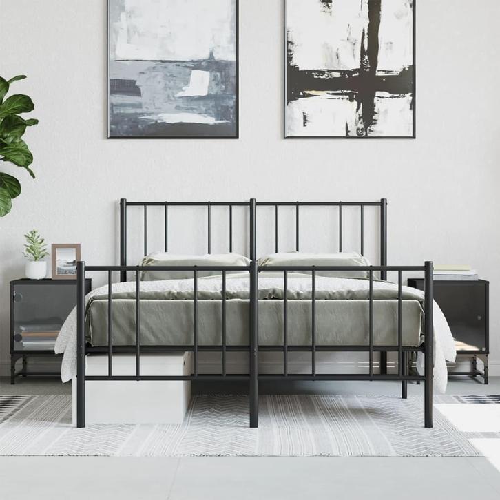 vidaXL Nachtkastjes met glazen deuren 2 st 35x37x50 cm zwart, Huis en Inrichting, Slaapkamer | Nachtkastjes, Nieuw, Minder dan 45 cm