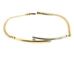 Gouden gourmetschakel armband met diamant; 0,03 ct. | 20 cm, Sieraden, Tassen en Uiterlijk, Armbanden, Gebruikt, Overige kleuren