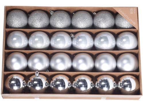 Nonmae Kerstballen 60mm  set 24 stuks zilver, Diversen, Kerst, Nieuw, Ophalen of Verzenden