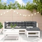 vidaXL 5-delige Loungeset met kussens massief hout wit, 5 zitplaatsen, Verzenden, Nieuw, Loungeset